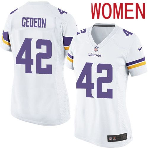 Women Minnesota Vikings #42 Ben Gedeon Nike White Player Game NFL Jersey->women nfl jersey->Women Jersey